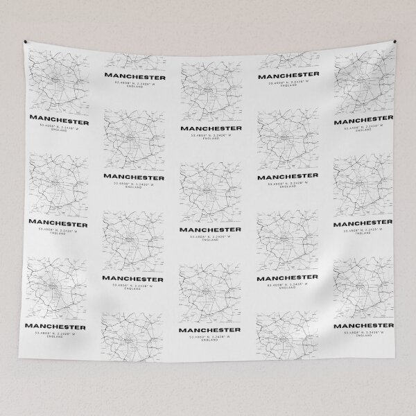 Item preview, Manchester Coordinates Print | Minimalist Black and White Map designed and sold by RM-Journey.