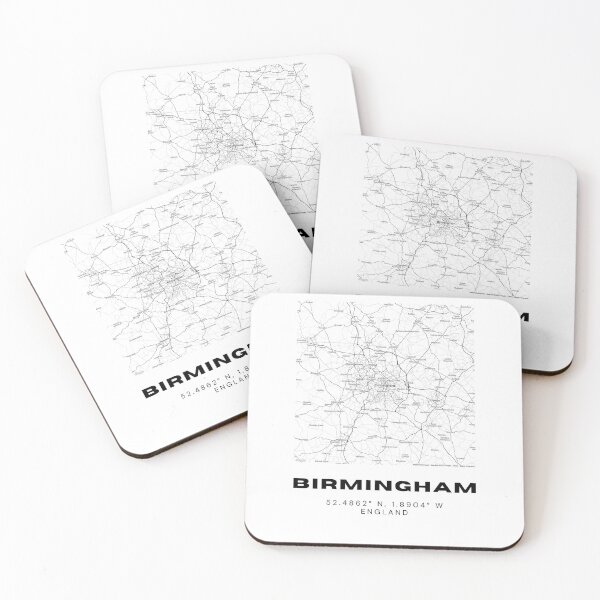Item preview, Black and White Birmingham Map Print | Minimalist Coordinates Art designed and sold by RM-Journey.