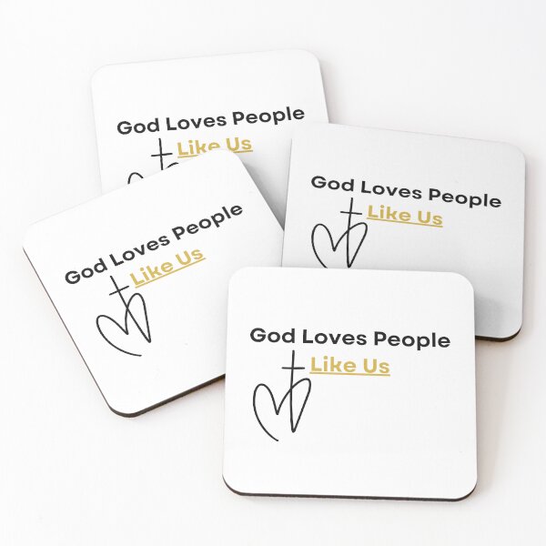 Artikelvorschau, Gott liebt Menschen wie uns, schwarz/goldene Schrift entworfen und verkauft von Redeemed365.