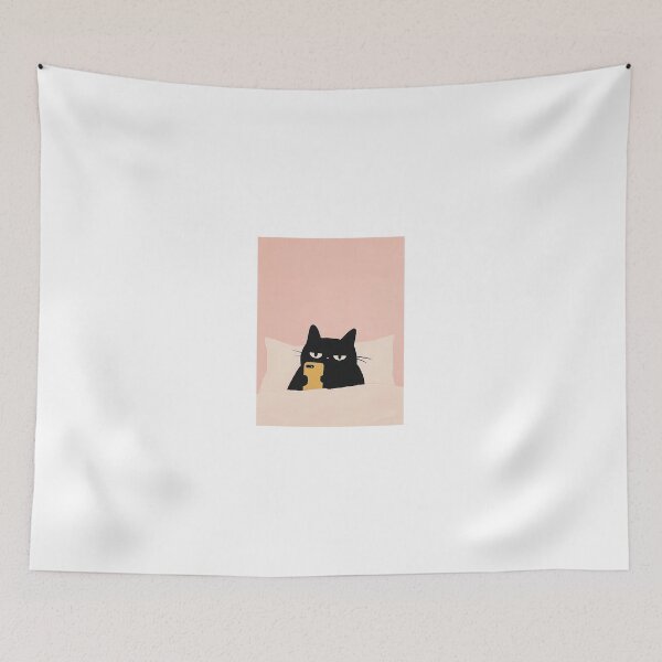 Item preview, Lazy Black Cat Texting in Bed designed and sold by PuffPals.