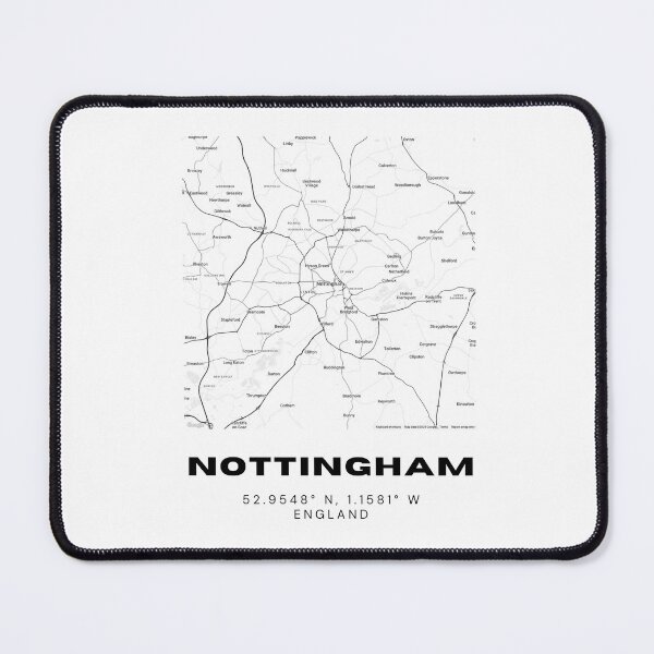 Item preview, Nottingham Coordinates Map Print | Minimalist Black and White Art designed and sold by RM-Journey.