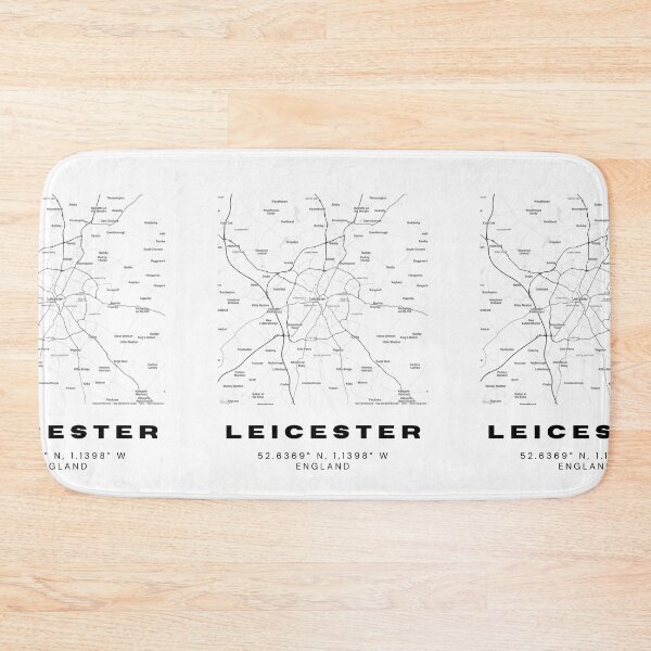 Item preview, Minimalist Leicester Map Print | Black and White Coordinates Art designed and sold by RM-Journey.