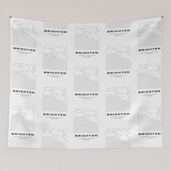 Item preview, Brighton Coordinates Map Art | Minimalist Black and White Print designed and sold by RM-Journey.