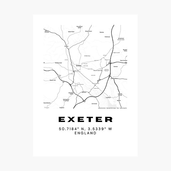Item preview, Exeter Minimalist Map Print | Black and White Coordinates Art designed and sold by RM-Journey.