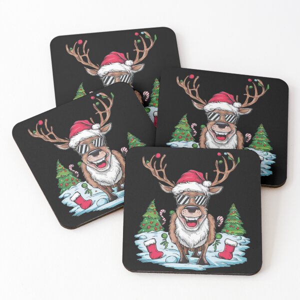 Item preview, smiling reindeer in sunglasses designed and sold by ARTReMi.
