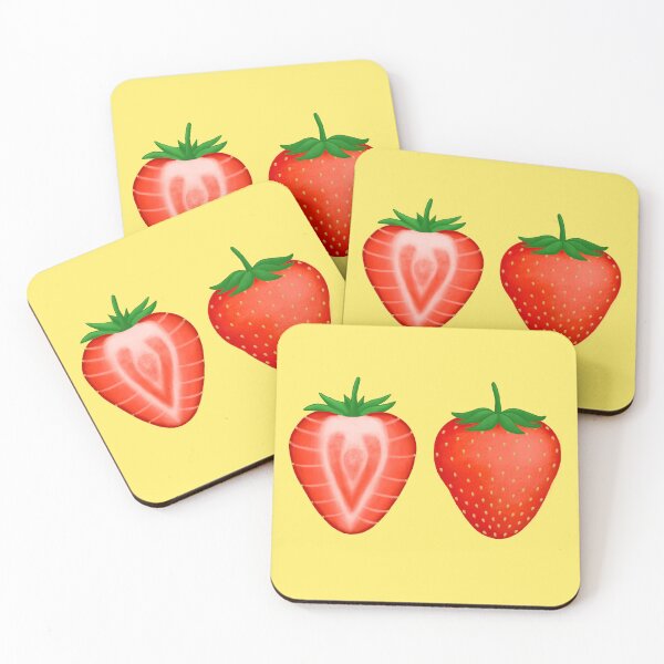 Item preview, Strawberry Duo on Yellow designed and sold by bits-and-bob.