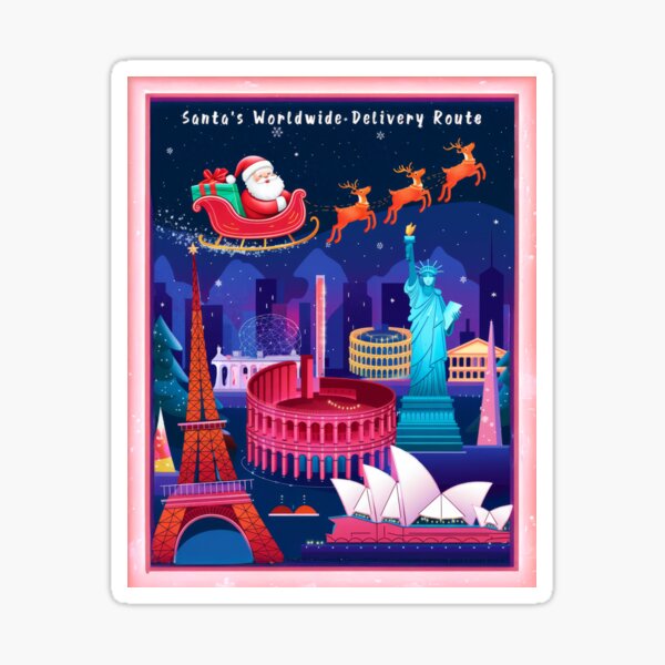 Item preview, Retro Vintage Travel Poster Santa's Worldwide Delivery Route - Global Christmas Adventure designed and sold by pod24.