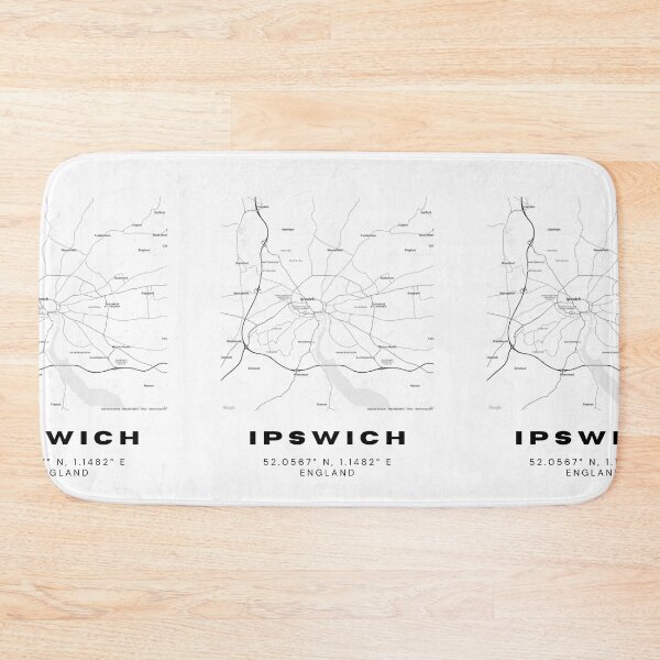 Item preview, Ipswich Coordinates Map Print | Minimalist Black and White Art designed and sold by RM-Journey.