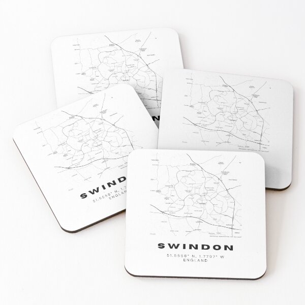 Item preview, Swindon Coordinates Map | Minimalist Black and White Art designed and sold by RM-Journey.