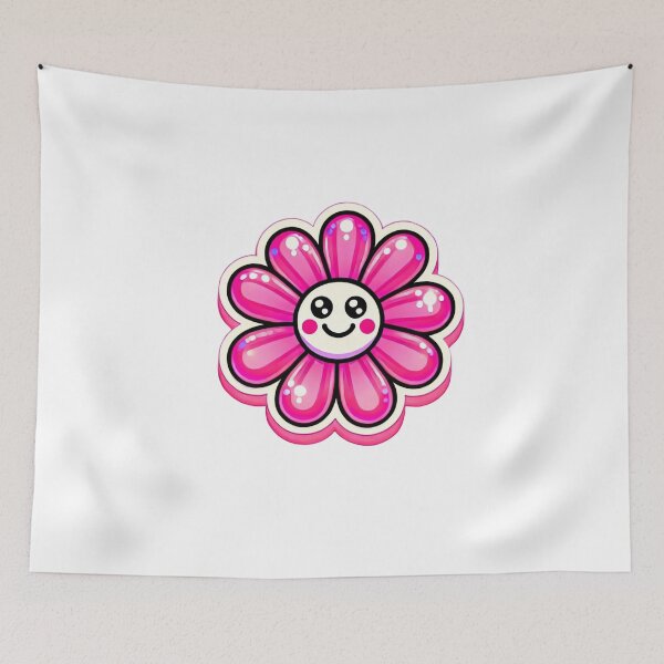 Item preview, CUTE RETRO PINK DAISY STICKER SMILEY FACE  designed and sold by Arts4U.