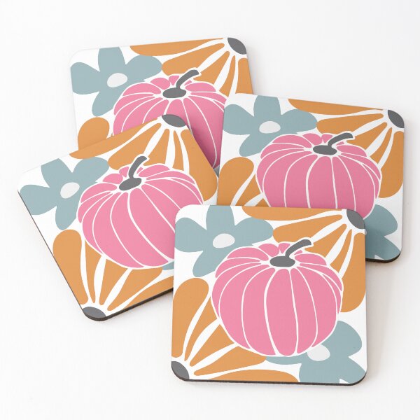 Item preview, Retro Boho Floral Fall pink pumpkin designed and sold by parasta.