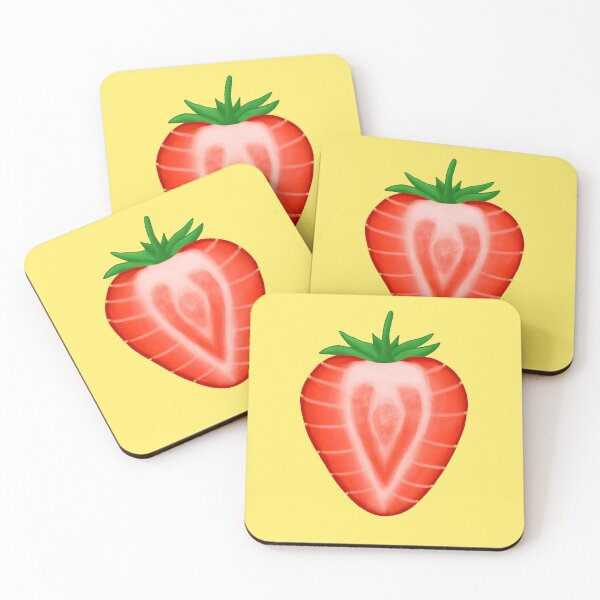 Item preview, Strawberry Half on Yellow designed and sold by bits-and-bob.