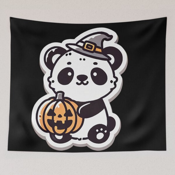 Item preview, Halloween Panda with Pumpkin. designed and sold by Linework Studio.