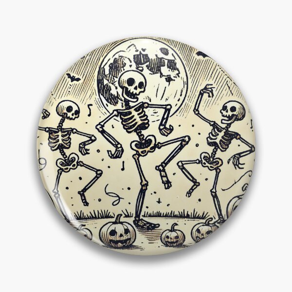 Aperçu de l'œuvre Squelettes dansants danse macabre halloween effrayant mignon kawaii chibi créée et vendue par headlessdreamer.
