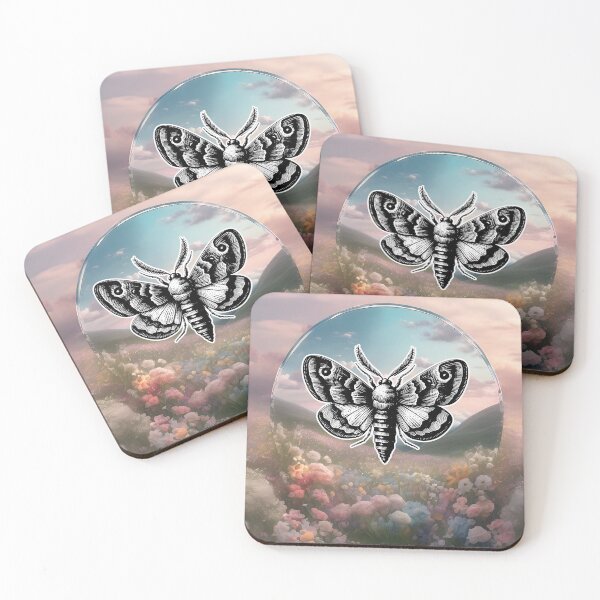Item preview, Moth Dreamy Ethereal Landscape Flowers Meadow designed and sold by WildWoodlandWitch.