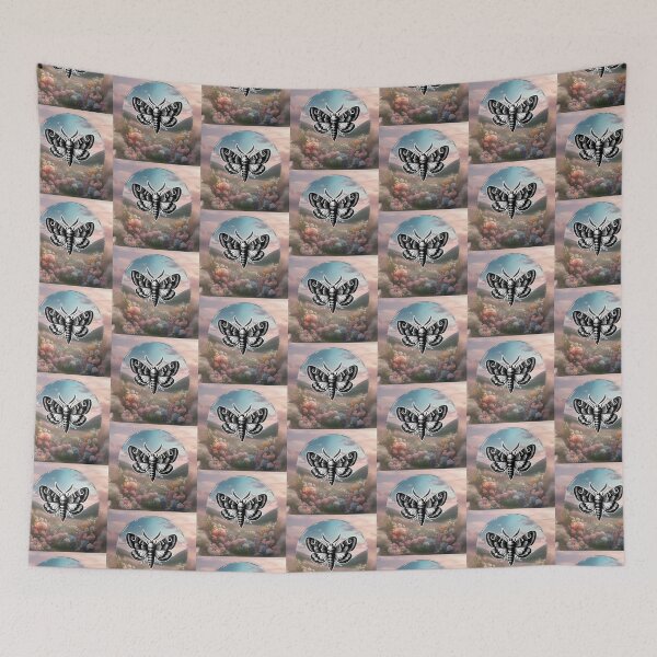 Item preview, Moth Dreamy Ethereal Landscape Flowers Meadow designed and sold by WildWoodlandWitch.