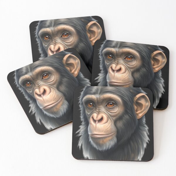 Item preview, Realistic Chimpanzee Portrait Captivating Expression Detailed Features Intense Eyes Lifelike Fur Texture Animal Art  designed and sold by Rostislav Bouda.