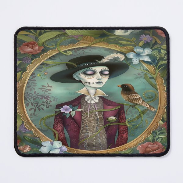 Item preview, Day Of The Dead Artwork With Bird - Sugar Skull Art designed and sold by Frame & Fold.