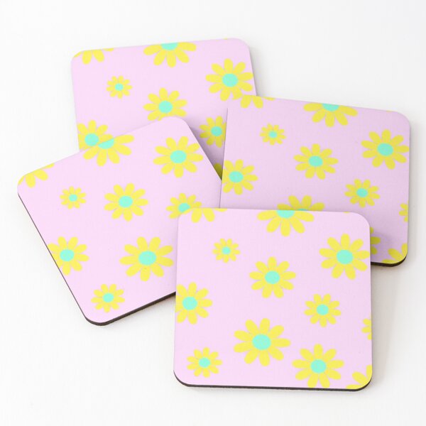 Item preview, RETRO PINK DAISY YELLOW WALLPAPER BACKDROP designed and sold by Arts4U.