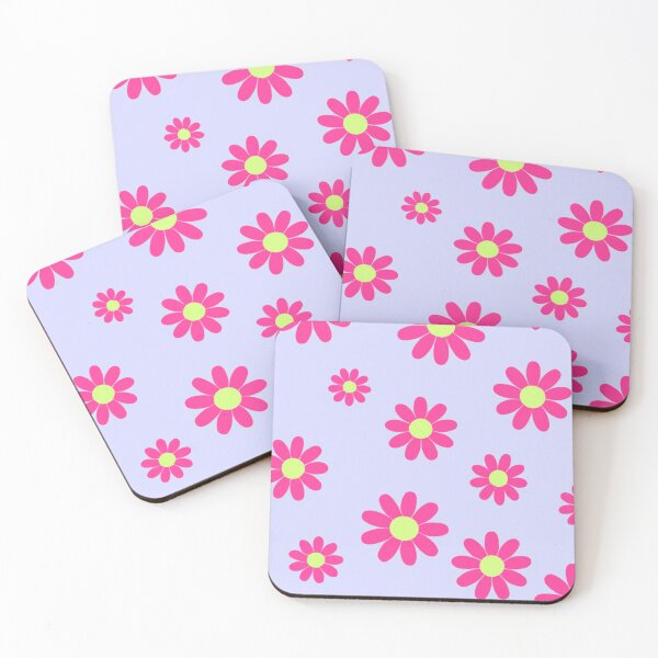 Item preview, HOT PINK RETRO DAISY BACKGROUND WALLPAPER PATTERN designed and sold by Arts4U.