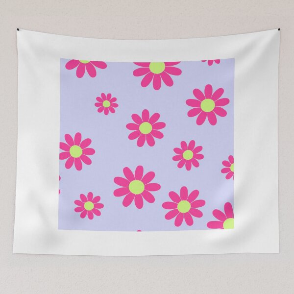 Item preview, HOT PINK RETRO DAISY BACKGROUND WALLPAPER PATTERN designed and sold by Arts4U.