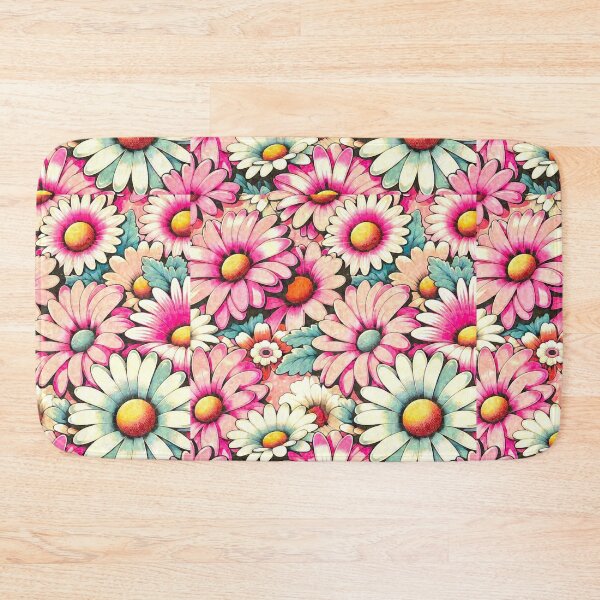 Item preview, VINTAGE RETRO DAISY PINK FLOWER PATTERN BACKGROUND WALLPAPER designed and sold by Arts4U.