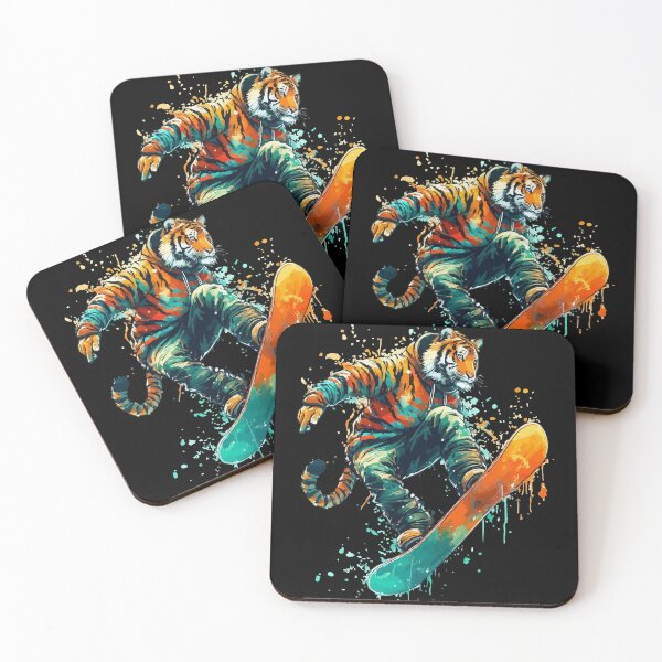 Item preview, Cool Cat Tiger Snowboarder Extreme Winter Sports designed and sold by TomFrontierArt.