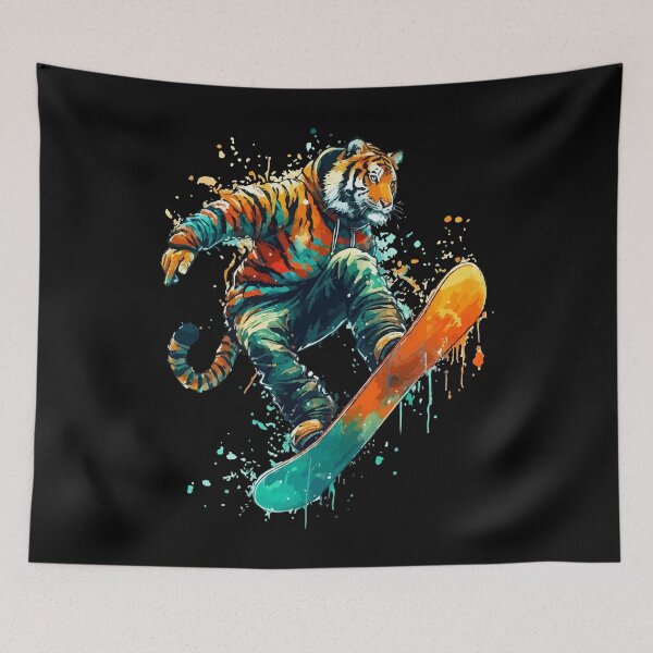 Item preview, Cool Cat Tiger Snowboarder Extreme Winter Sports designed and sold by TomFrontierArt.