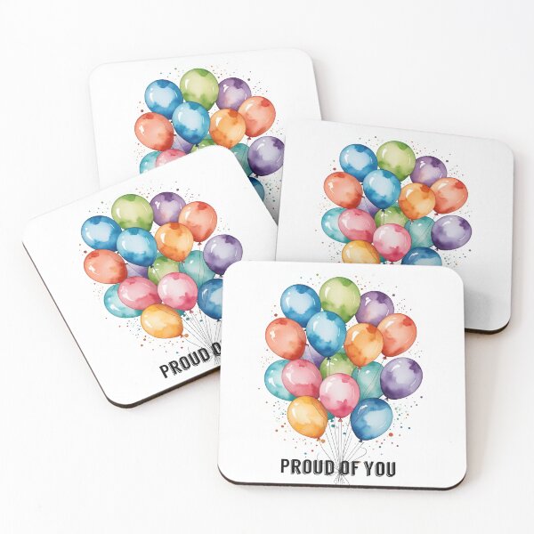 Item preview, Proud of you card balloons balloon watercolor art paint illustration text designed and sold by cheekylorns.
