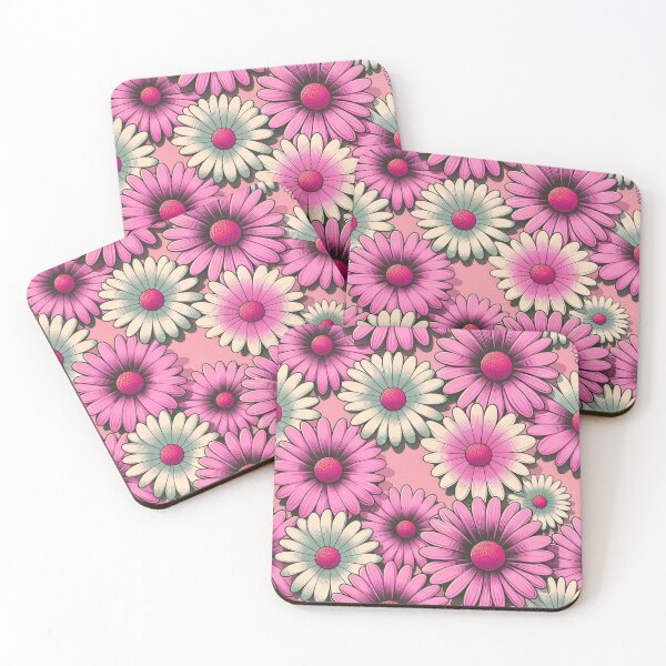 Item preview, PINK RETRO DAISY BACKGROUND WALLPAPER STICKER designed and sold by Arts4U.