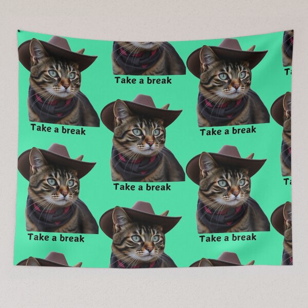 Item preview, cowboy cat with cowboy hat and Take a Break designed and sold by GinnyGi.