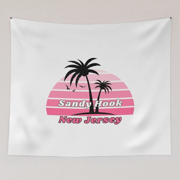 Item preview, Retro Cool Sandy Hook Beach New Jersey Palm Tree at Sunset Souvenirs designed and sold by karmdaf.