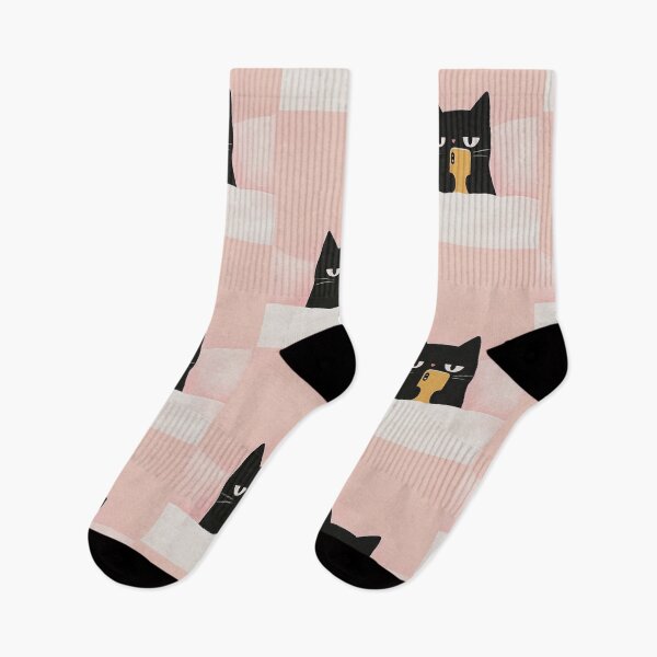 Item preview, Lazy Black Cat Scrolling on the phone in Bed designed and sold by PuffPals.