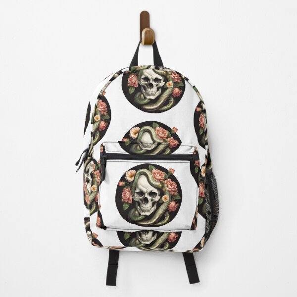 Item preview, Skull with green snake around and roses designed and sold by Atarac.