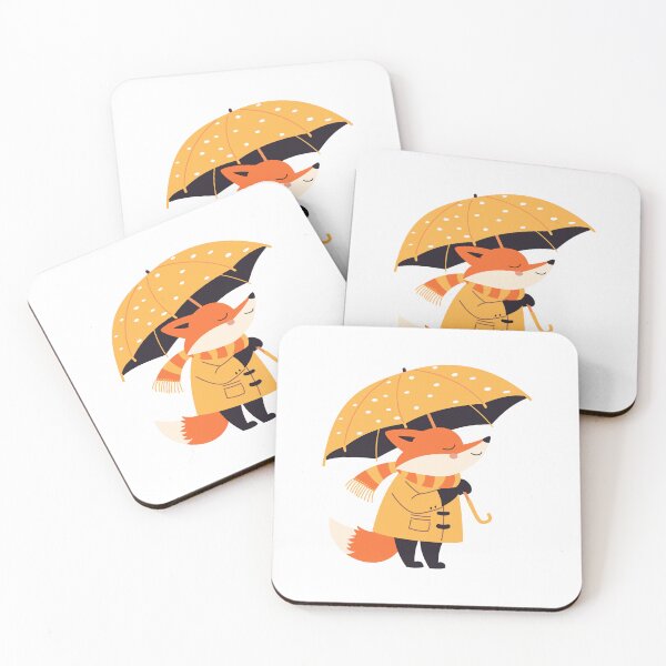 Item preview, Cute fox wearing jacket and holding umbrella sticker designed and sold by AlesyaC.