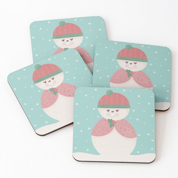 Item preview, Snowgirl in a Pink Hat with Heart Eyes in Snow designed and sold by BeanandBear.