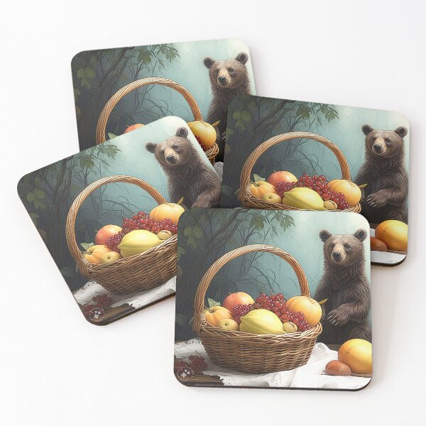 Item preview, bear and fruit basket 2024 tileartwork designed and sold by tileartwork.