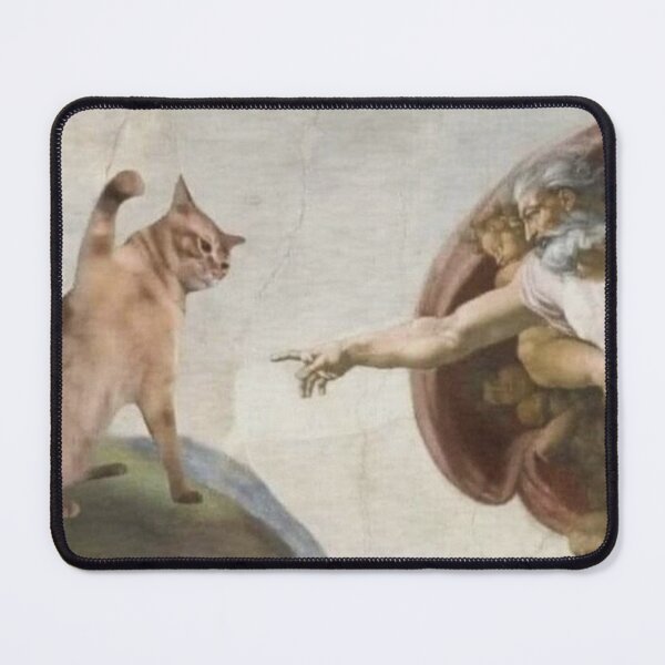 Item preview, Funny cat and god creation of adam michelangelo designed and sold by creepytoesart.