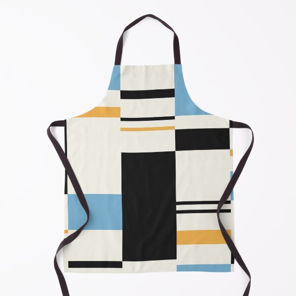 Item preview, Minimal Geometric Rectangles Lines 01 | Abstract Pattern Mid Century Black Cream Sky Blue Mustard designed and sold by MarleneCanto.