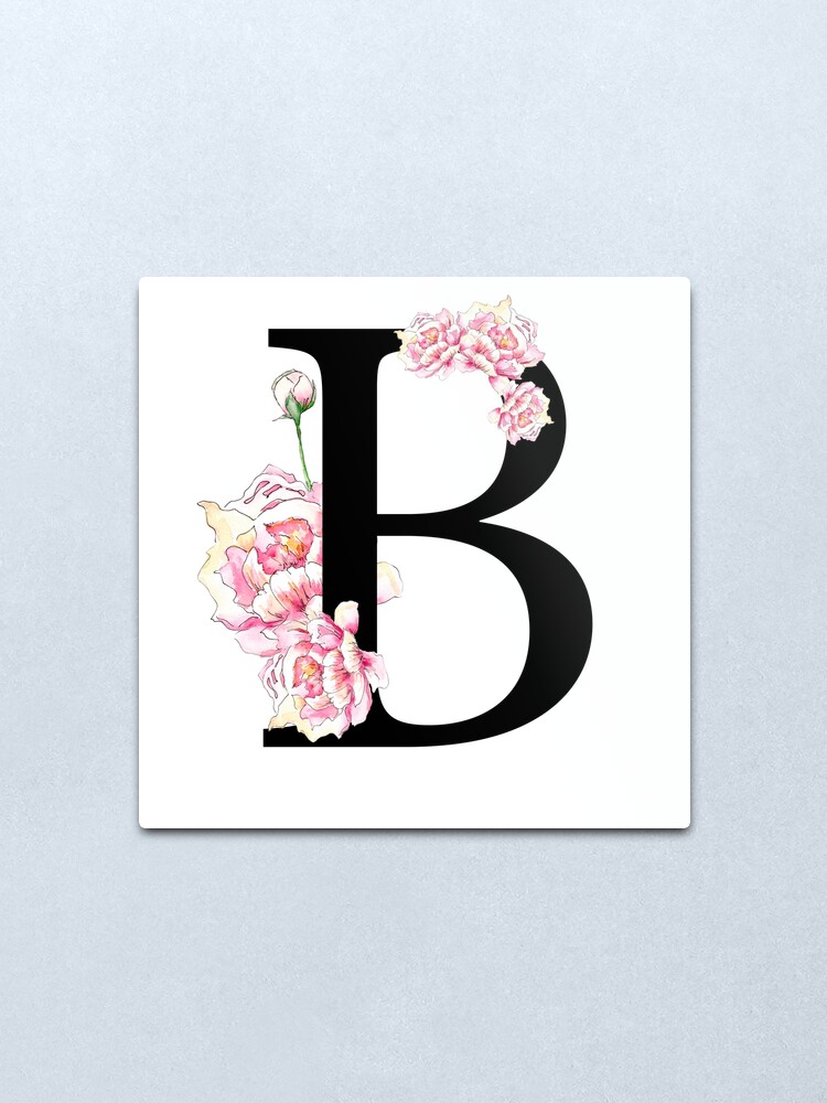 "Letter B - Peonies Floral Uppercase Alphabet Watercolor " Metal Print ...