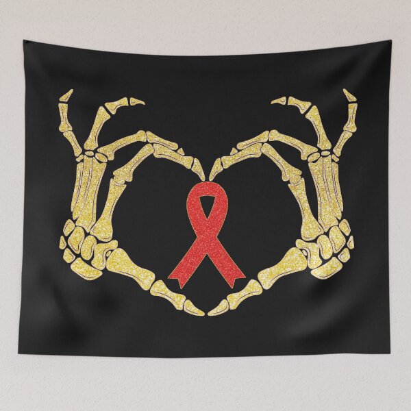 Item preview, Golden Skeleton Hands with Red Ribbon For Drug-Free Awareness designed and sold by elynne9.