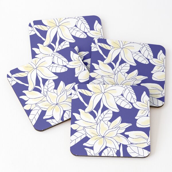 Item preview, Yellow Botanical Plumeria - indigo and white designed and sold by Linda Maliuana.