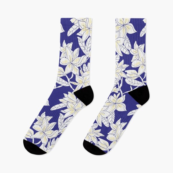 Item preview, Yellow Botanical Plumeria - indigo and white designed and sold by Linda Maliuana.