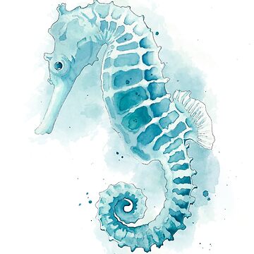 Artwork thumbnail, Watercolor Seahorse by Fox Tale Studio