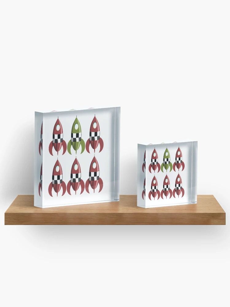 Thumbnail 3 of 5, Acrylic Block, Six Retro Rockets designed and sold by Ravvick.