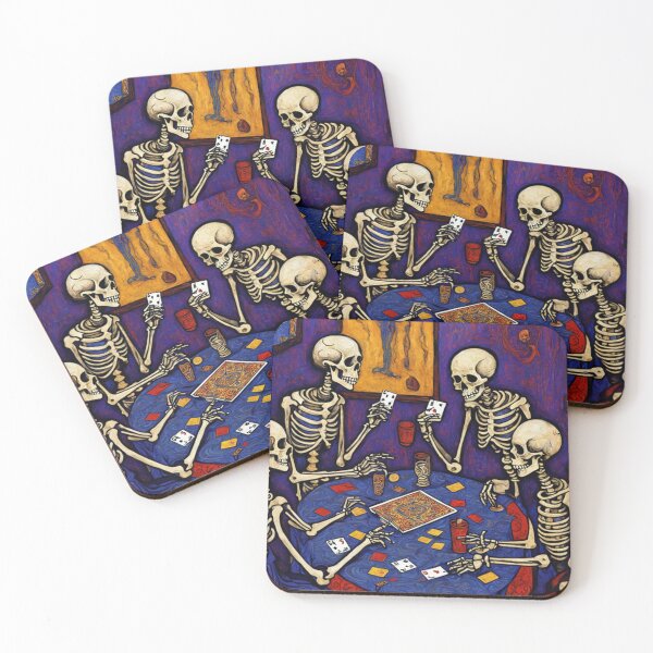Item preview, Old Friends at Card Table Skeleton Art designed and sold by TheDarkWardrobe.