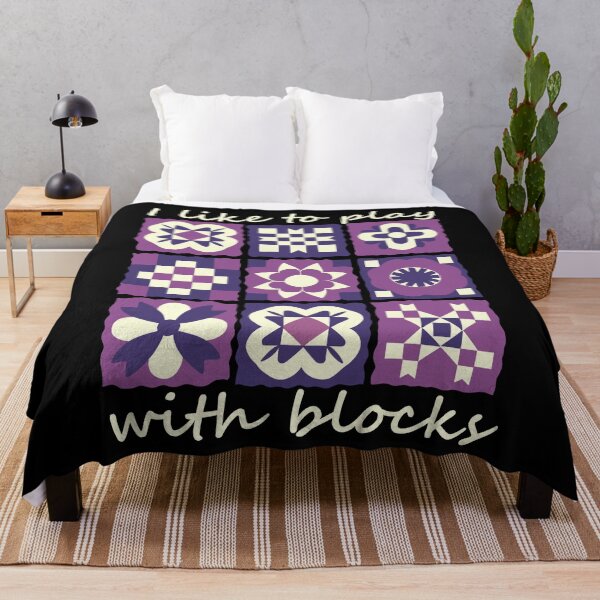 Item preview, I like to play with blocks - purple quilt designed and sold by EvergreenWhimsy.