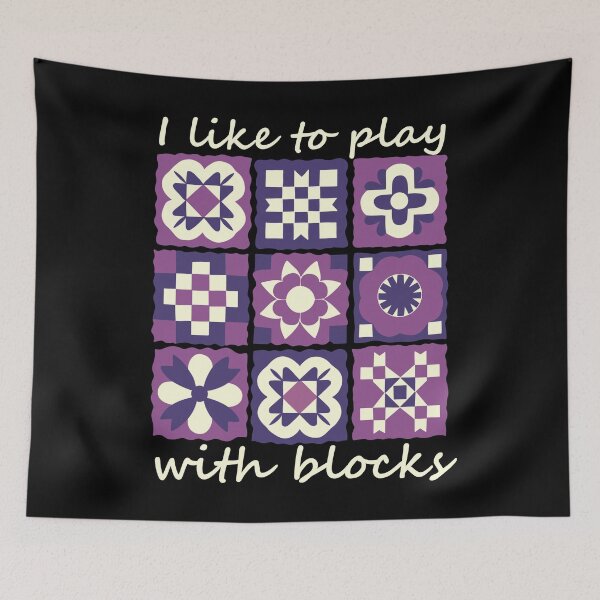 Item preview, I like to play with blocks - purple quilt designed and sold by EvergreenWhimsy.
