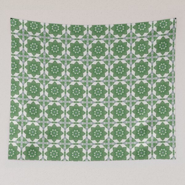 Item preview, Green White And Gray Tiles Abstract Pattern designed and sold by violet-hope.