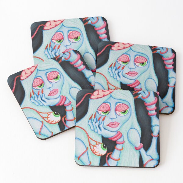 Item preview, Blue-green portrait of a brain sick ghoul designed and sold by CrankyJudy.